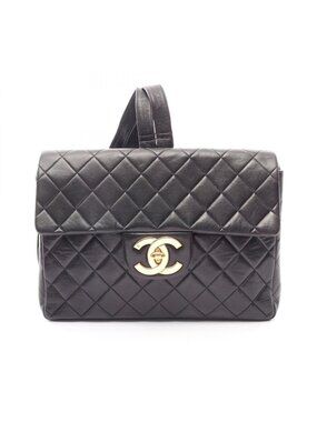 Chanel Backpack Quilted Black Lambskin